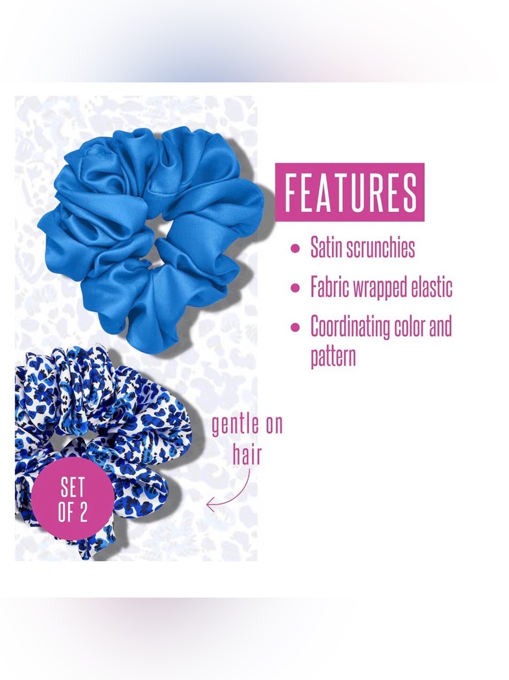 Lilly Pulitzer 2-Pack Satin Scrunchies, Twisted Up/Abaco Blue